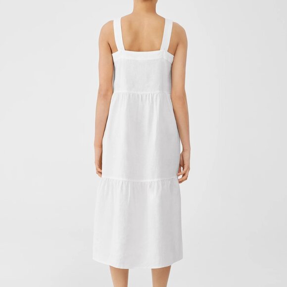 Eileen Fisher Womens Linen Dress XL White Tiered Organic Maxi Summer Breathable - Picture 2 of 8